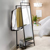 Clothes Rails Garment Coat Rack Full Length Mirror Hanging Rod Bottom Shelf Iron