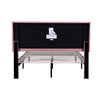 Double Bed Frame, Upholstered Platform Bed with Channel Tufted Headboard, Pink