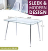 Dining Table, Glass Top Kitchen Table, Small Table, Chrome Metal Leg (120x70cm)