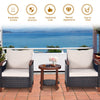 3 Pcs Outdoor Furniture Set Patio Rattan Chair Table Conversation Set w/Cushions