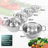 NEW 5Pcs Stainless Steel Cookware Set Casserole Stockpot Pot Hob With Glass Lids