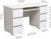 White High Gloss Dressing Table 6 Drawers Vanity Makeup/Computer Table Desk