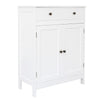 White Bathroom Floor Cabinet Freestanding 2 Doors Drawer Cupboard Storage Shelf