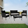 Rattan Garden Furniture 4 Piece Set Outdoor Patio Wicker Sofa Set Chairs Table