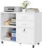 Mobile Filing Cabinet Wood 3 Drawer Storage Shelf File Cabinets Printer Stand