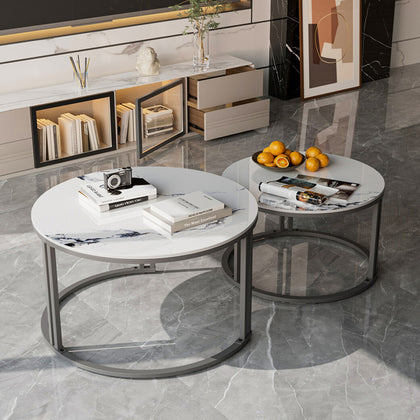 2Pcs Nesting Table Coffee Table Set Aluminium Centre Table Living Room Furniture