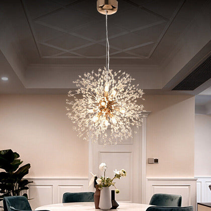 Modern Firework Ceiling Light Chandelier Crystal Beading Dandelion Pendant Lamp