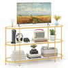 140cm TV Console Table with Tempered Glass Shelves