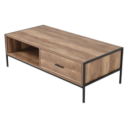 4ft Wooden Coffee Tea Table With Open Storage Shelf Drawer Sofa Side Desk Stand