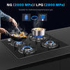 4 Burners Gas Hob 60cm Black Tempered Glass NG/LPG Convert With Iron Pan