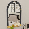 Bathroom Mirror Metal Shelf Wood Frame Mirror Wall Mounted With Cosmetics Shelf