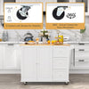 Kitchen Island on Wheels Storage Trolley Cart Drop Leaf Drawers Shelves White