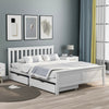 4ft6 3ft White Solid Pine Wooden Bed Frame with 2 Drawers Storage Single Double