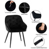 2X Dining Chairs Black velvet Tufted Seat Metal Leg Dining Room Kitchen Chair