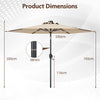 Garden Table Umbrella Outdoor Heavy Duty Market Umbrella w/ LED Lights-Beige
