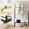Rolling Clothes Drying Rack Adjustable Double Rods Garment Rack-Golden
