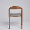 Copenhagen Dining Chair Grey PU Vegan Leather Padded Seat Walnut Curved Frame