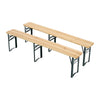 LIFELOOK Outdoor Wooden Folding Beer Table Bench Set Trestle Garden Steel Leg 2X