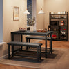 Dining Table Set for 4, Kitchen Table and Upholstered Benches Black