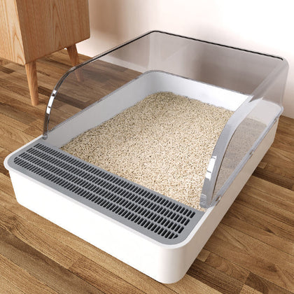 Large Semi-Open Cat Litter Box Deep Pan Anti-Splashing Cat Toilet Potty Tray