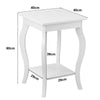 2pcs Accent Table End Table with Curved Legs 2-Tier Open Storage Shelves-White