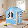 Large Wooden Playhouse with Doors, Windows, Apex Roof for Kids Children- Blue UK