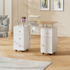 Manicure Nail Table with Glass Top Salon Beauty Station Technician Storage Desk