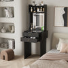 Small Dressing Table with Foldable Side Panel LED Light Mirror Shelves Vanity