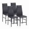 4x Black Faux Leather Dining Chairs & Round Clear Glass Dining Table Golden Legs
