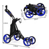 GYMAX Golf Push Pull Cart Lightweight Folding 4 Wheels Golf Push Cart Blue