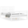 Gecheer Bed Frame with Headboard White 140x190 Solid Wood Bed Frame Q4Z9