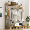 Bamboo Clothes Rail Garment Rack Hanging Stand Coat Wardrobe Storage Shelf UK