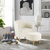 Modern Upholstered Accent Sofa Chair w/ Ottoman Sherpa Armchair Lounge Chair UK