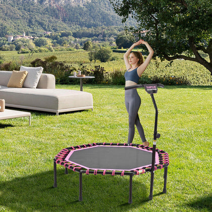 51'' Octagonal Trampoline Adult Rebounder Jumper w/T-Shape Adjustable Handle
