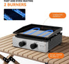 Kitchen Gas Plancha Grill with 2 Burner 4.6kw Portable Tabletop Gas BBQ Griddle