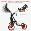 GYMAX Golf Push Pull Cart Lightweight Folding 4 Wheels Golf Push Cart Red