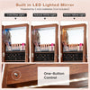 3-in-1 Jewelry Cabinet 360° Swivel Mirror Jewelry Armoire W/ 3-Color LED Lights