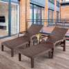 4 Positions Adjustable Chaise Lounge Chair Waterproof PP Patio Lounger Coffee