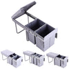 Kitchen Waste Pull Out Bin 3 Recycling Trash Cans Cabinet Integrated Grey 30/40L
