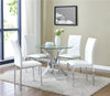 Round Glass Dining Table and 4 Faux Leather Chairs Set Home Kitchen Furniture