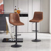 2x Brown Swivel Bar Stools Faux Suede Leather Metal Base Kitchen Chairs