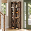 6-Tier Solid Wood Bookshelf, 70.87-Inch Tall Narrow Bookcase with Open Storage