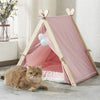 Folding Pets Teepee Tent Cat Dog Puppy Sleep Bed Tipi Play House Kennel Cushion