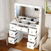 7 Drawers Dressing Table Makeup Desk Dresser with Mirror LED Light Bedroom White