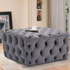 Velvet Chesterfield Footstool Deep Button Pouffe Ottoman Coffee Table Stool Seat