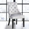 2/4PCS Light Grey Velvet Dining Chairs Tufted Button Knocker Back Kitchen Chair