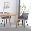 2 X Grey Velvet Dining Chairs Metal Legs Armchair Office Chairs Lounge Kitchen