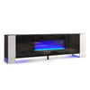 70inch TV Stand Cabinet & 36" Electric Fireplace 12 LED Lights Furniture Storage
