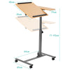 Adjustable Laptop Table ffice Rolling Overbed Table Computer Workstation