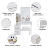 Dressing Table Make-Up Desk Stool Set w/ Mirror Drawer Bedroom Furniture Storage